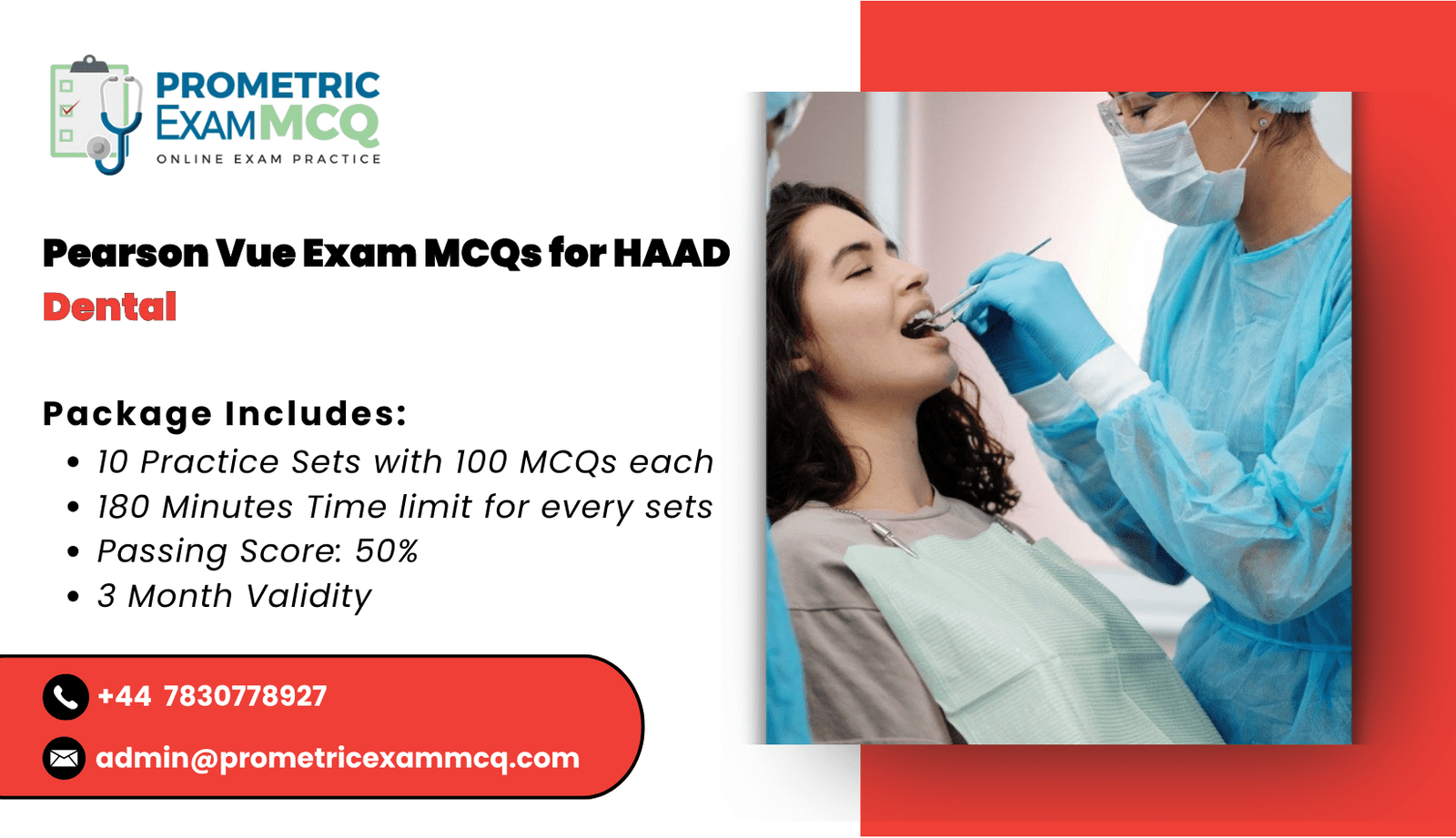 Pearson Vue Exam MCQs for HAAD Dental