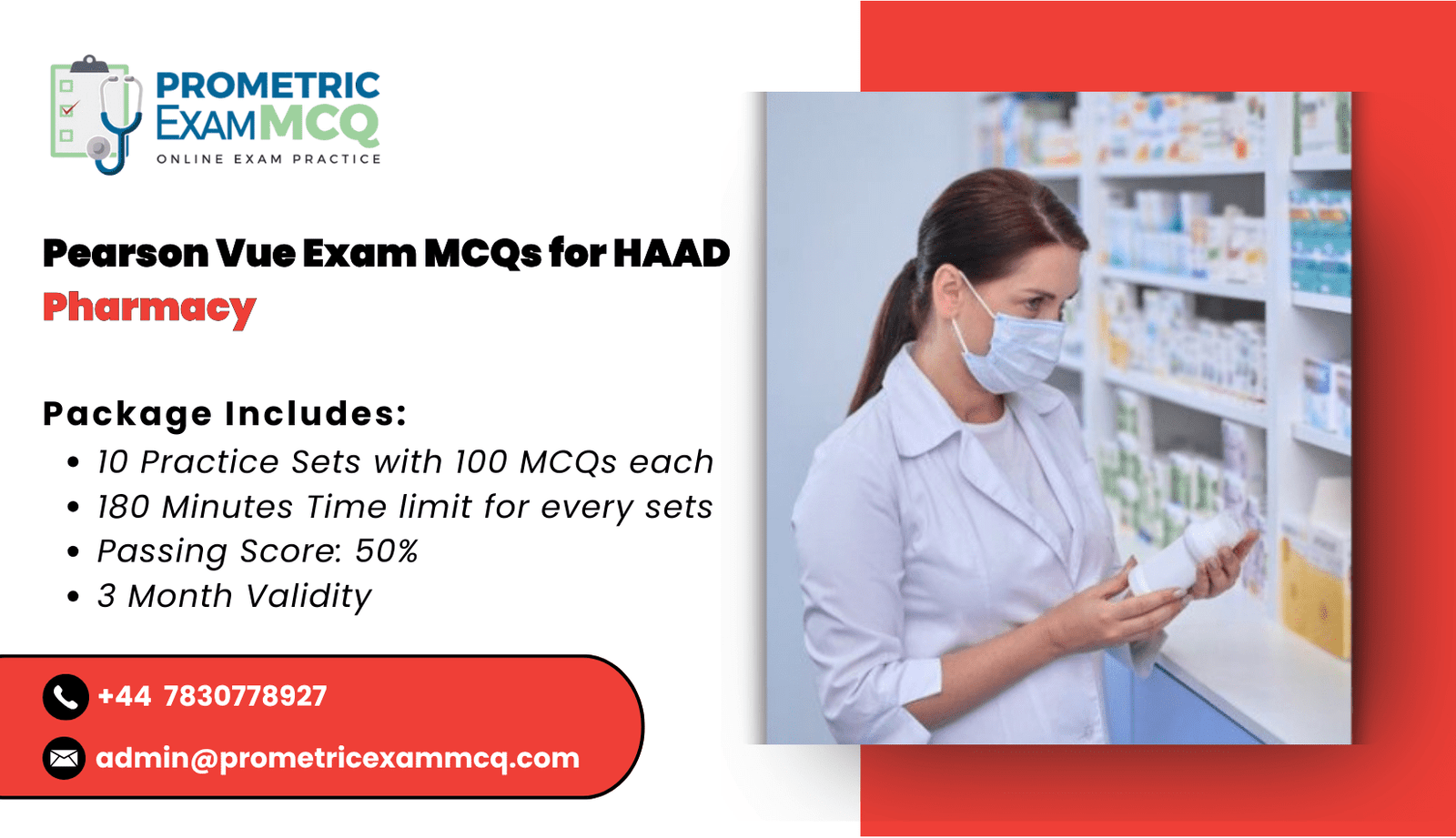 Pearson Vue Exam MCQs for HAAD Pharmacy