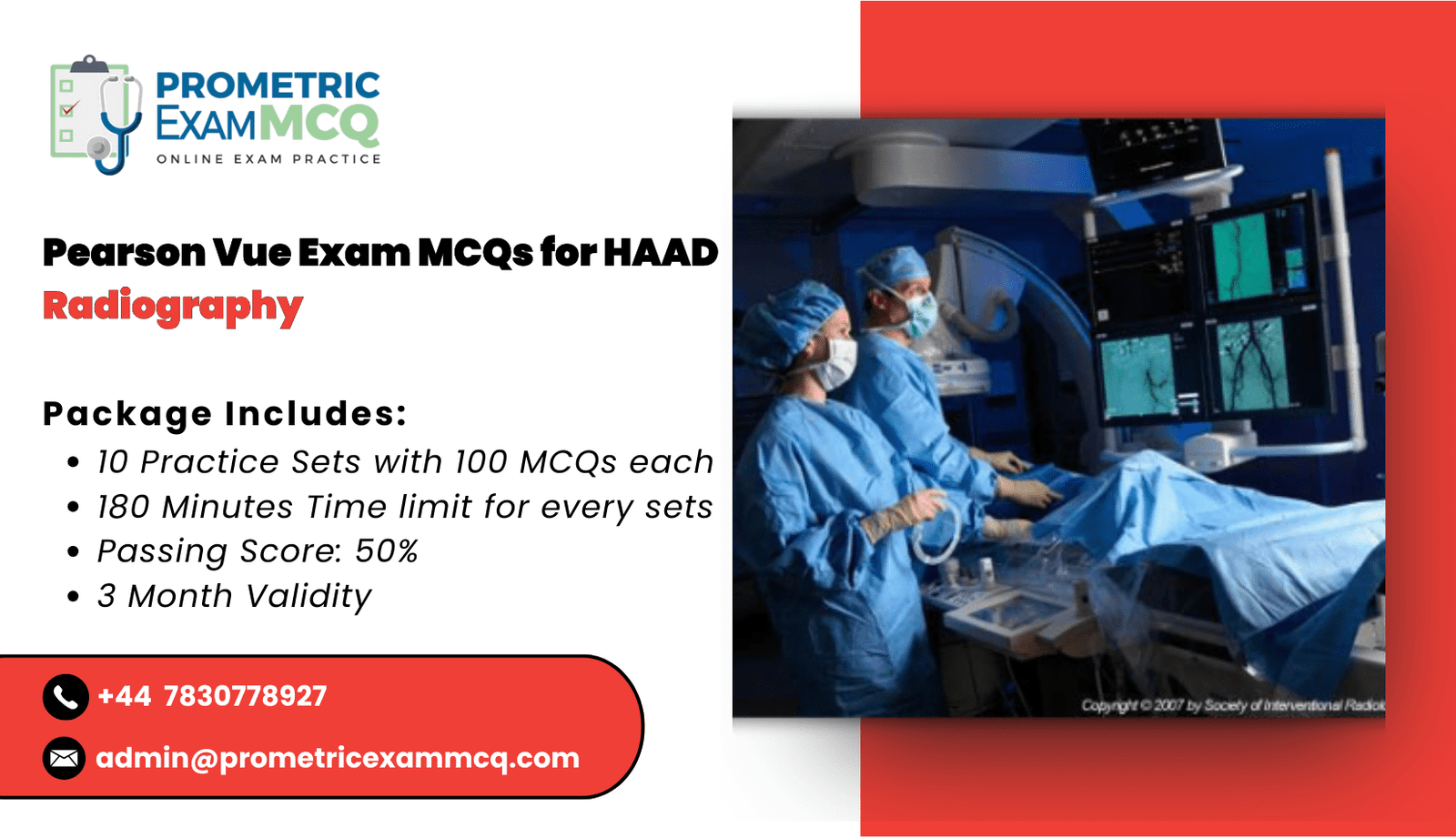Pearson Vue Exam MCQs for HAAD Radiography